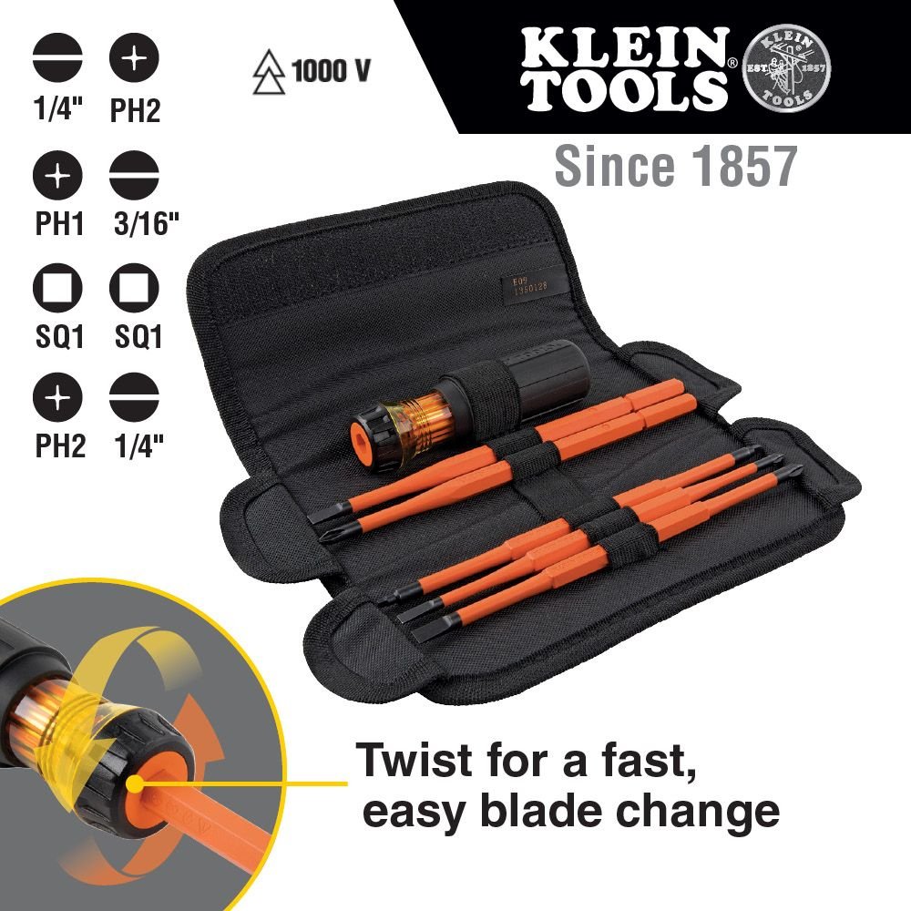 8-IN-1 INSULATED INTERCHANGEABLE SCREWDRIVER SET - A&R Supply - Air Conditioning & Refrigeration Wholesaler - KLEIN TOOLS