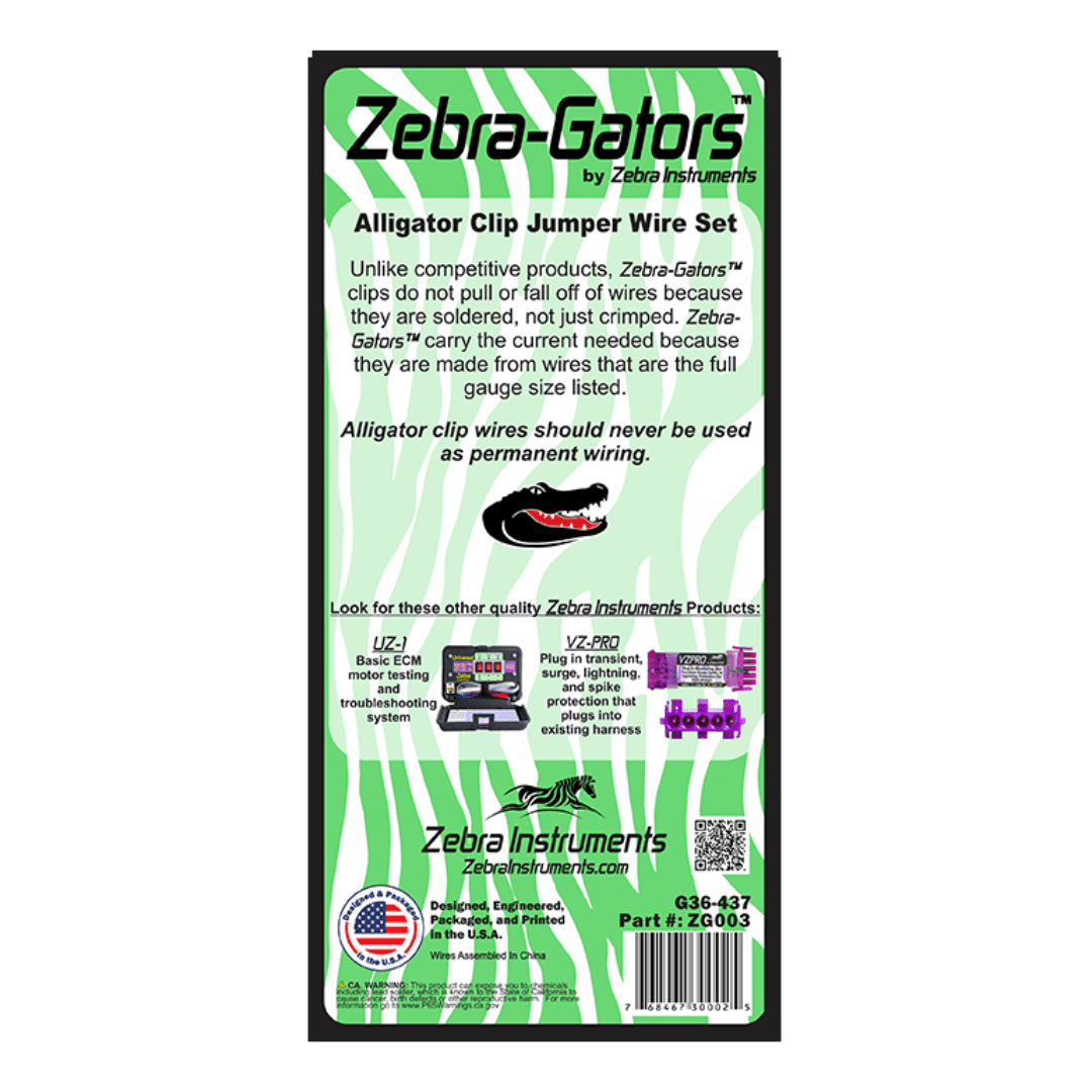 8 MEDIUM ALLIGATOR LEADS - A&R Supply - Air Conditioning & Refrigeration Wholesaler - ZEBRA INSTRUMENTS