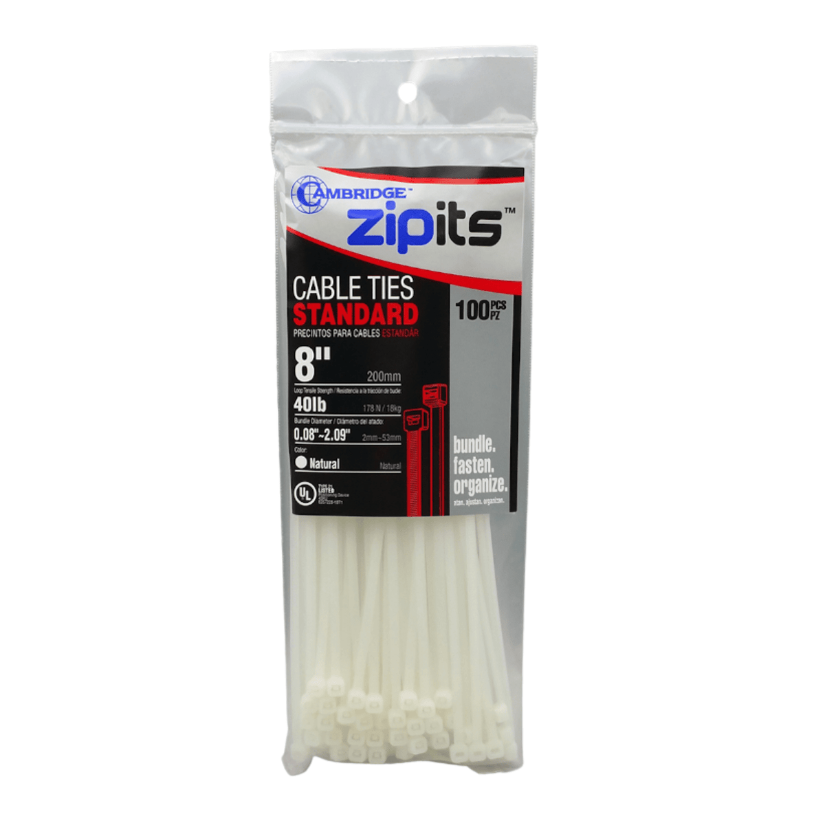 8" NATURAL ELECTRICAL TIE - 100 PCS - A&R Supply - Air Conditioning & Refrigeration Wholesaler - CAMBRIDGE RESOURCES