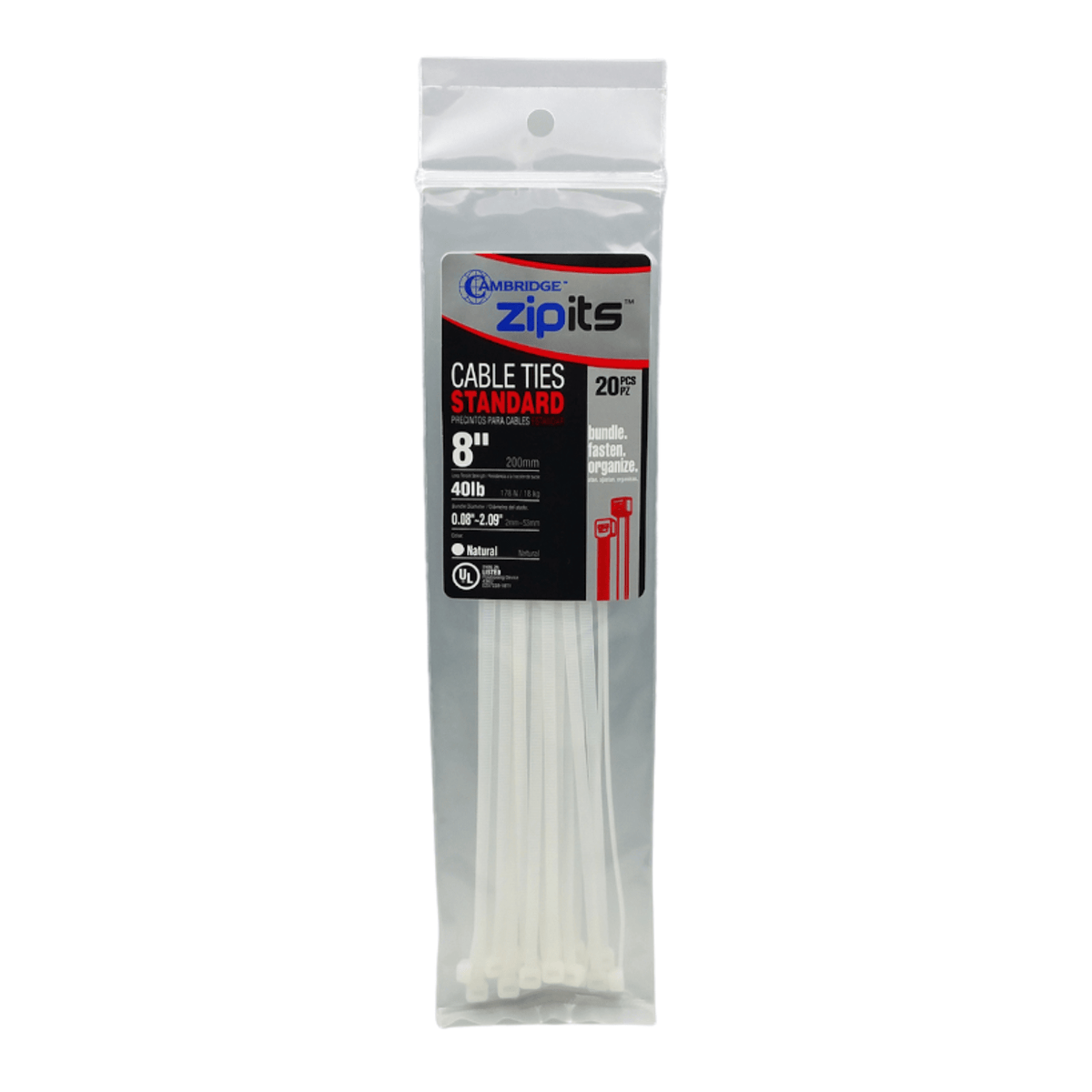 8" NATURAL ELECTRICAL TIE - 20 PCS - A&R Supply - Air Conditioning & Refrigeration Wholesaler - CAMBRIDGE RESOURCES