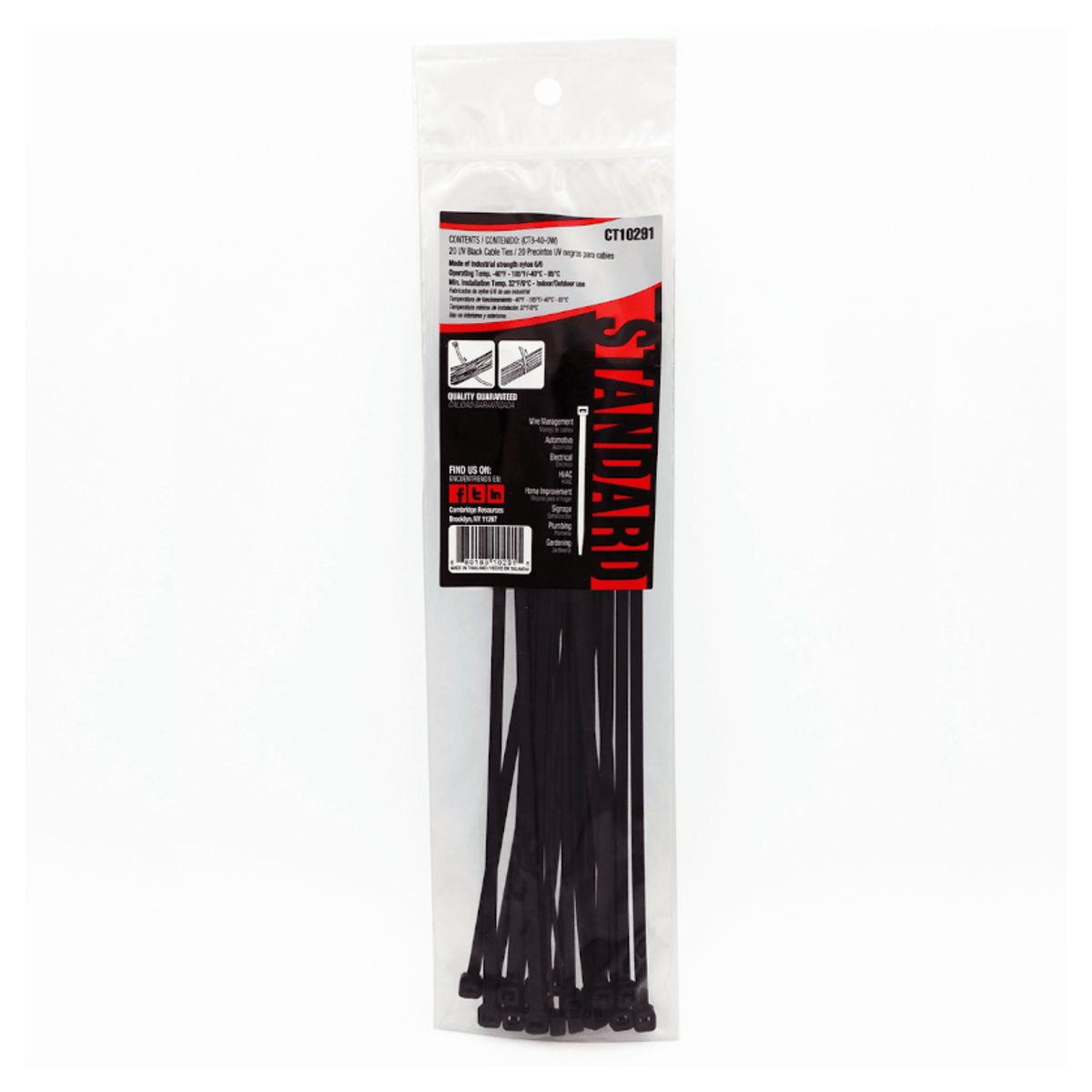 8" UV BLACK ELECTRICAL TIE - 20 PCS - A&R Supply - Air Conditioning & Refrigeration Wholesaler - CAMBRIDGE RESOURCES
