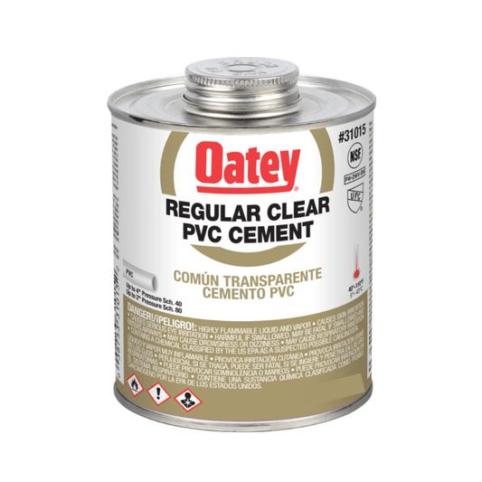 8OZ REGULAR CLEAR PVC PIPE CEMENT - A&R Supply - Air Conditioning & Refrigeration Wholesaler - OATEY