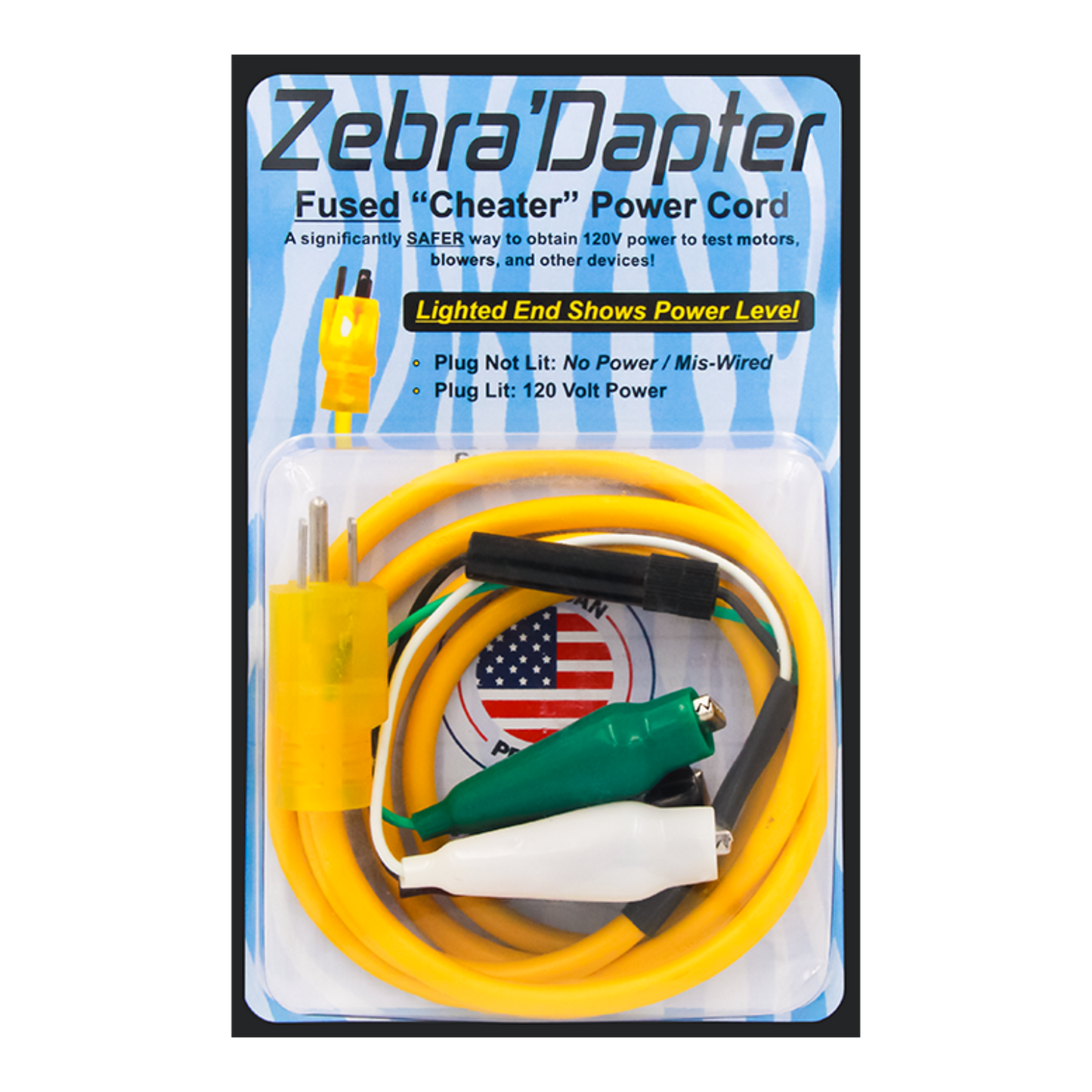 MALE END - ZEBRA'DAPTER - FUSED POWER TAP CORD