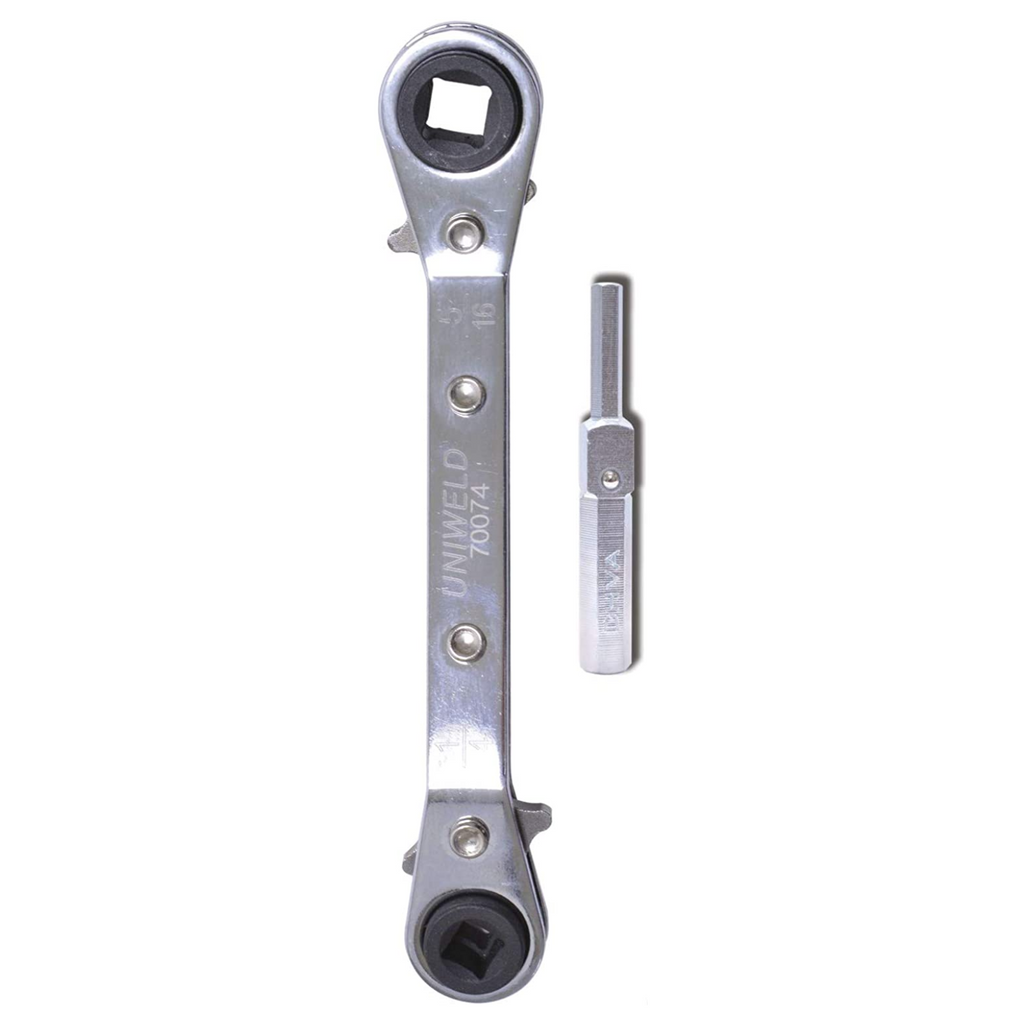 OFF SET RATCHET WRENCH - (3/16,1/4,5/16,3/8) WITH DHVA DUAL HEX WRENCH ADAPTER