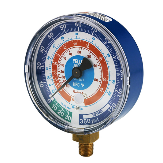 3-1/8" DRY COMPOUND GAUGE - BLUE °F - 30"- 0-120 PSI - 1/8" NPT MALE CONNECTION