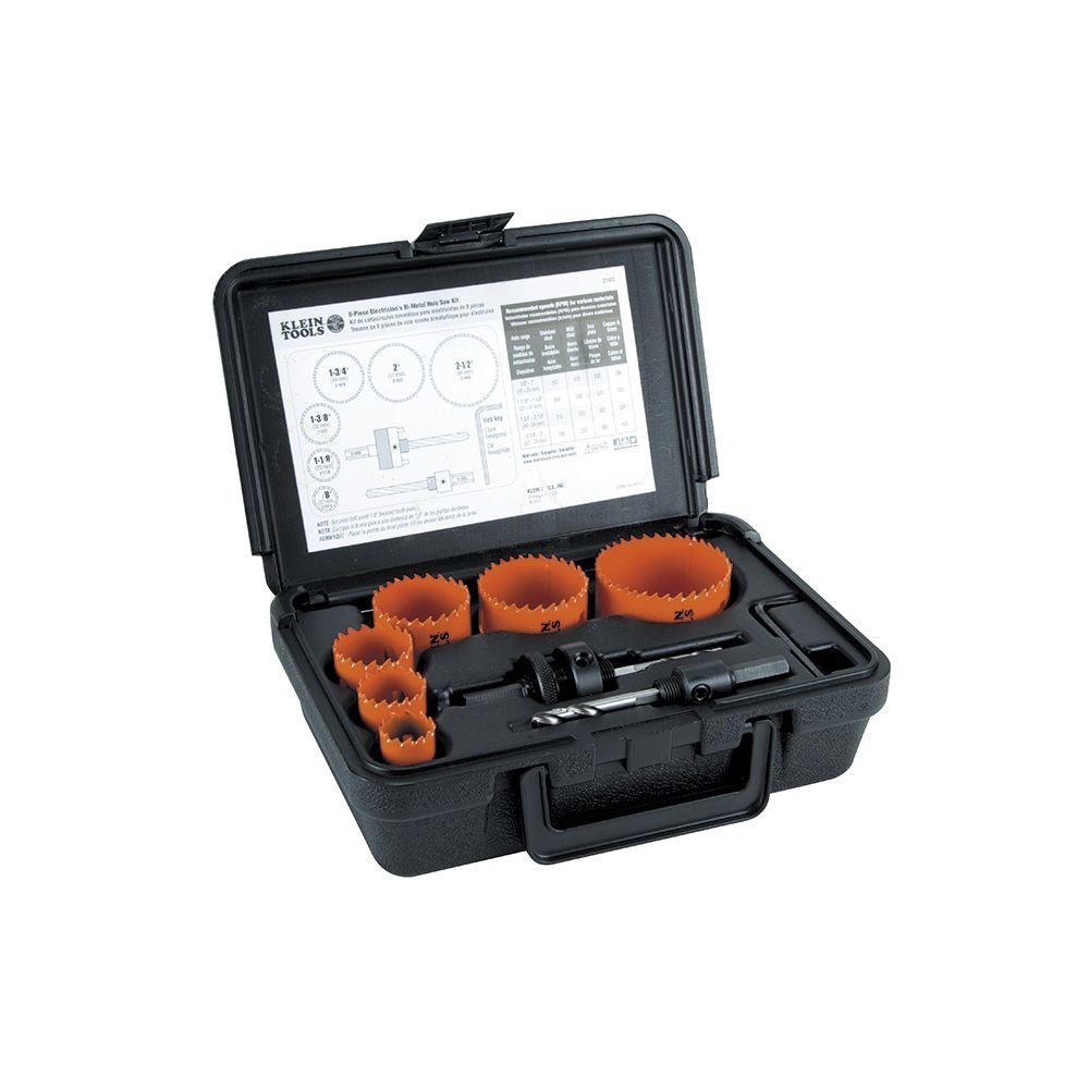 BI-METAL HOLE SAW KIT - 8-PIECE - A&R Supply - Air Conditioning & Refrigeration Wholesaler - KLEIN TOOLS