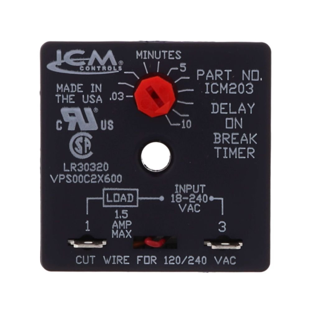 DELAY ON BREAK TIMER - 18-240 VAC - ADJUST 3-10MIN DELAY - A&R Supply - Air Conditioning & Refrigeration Wholesaler - ICM