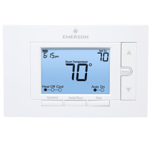 DUAL STAGE 5" DISPLAY CONVENTIONAL 7-DAY PROGRAMMABLE THERMOSTAT 2 HEAT/2 COOL - A&R Supply - Air Conditioning & Refrigeration Wholesaler - EMERSON