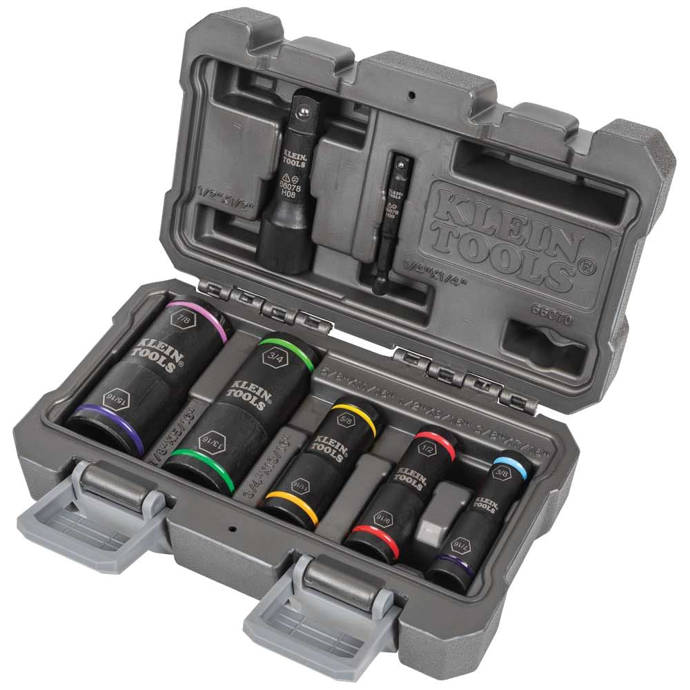 FLIP IMPACT SOCKET SET - 7-PIECE - A&R Supply - Air Conditioning & Refrigeration Wholesaler - KLEIN TOOLS