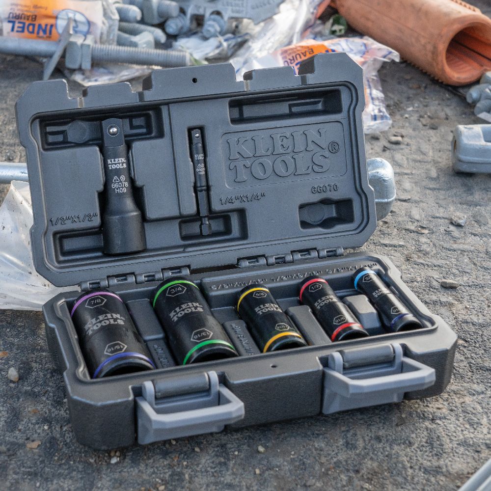 FLIP IMPACT SOCKET SET - 7-PIECE - A&R Supply - Air Conditioning & Refrigeration Wholesaler - KLEIN TOOLS