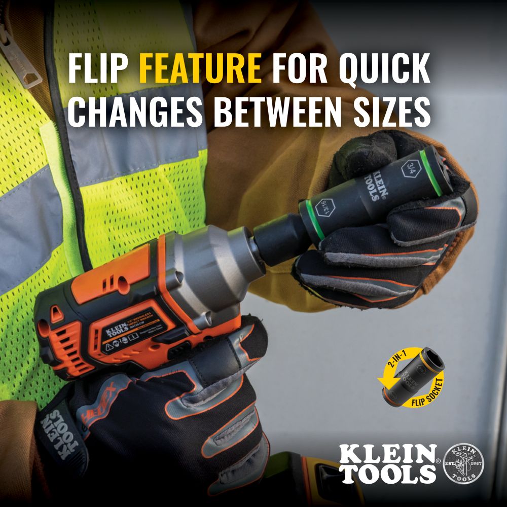 FLIP IMPACT SOCKET SET - 7-PIECE - A&R Supply - Air Conditioning & Refrigeration Wholesaler - KLEIN TOOLS