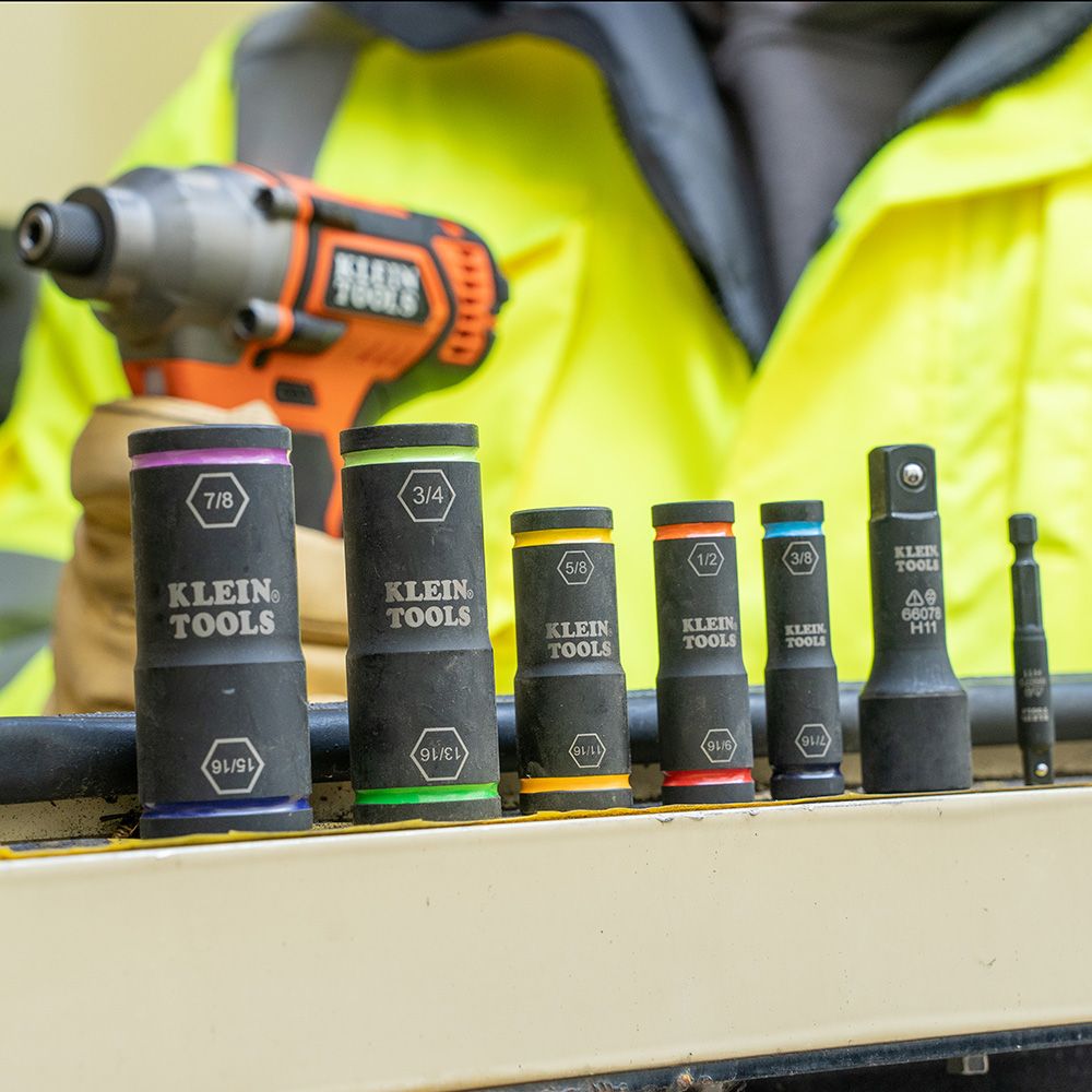 FLIP IMPACT SOCKET SET - 7-PIECE - A&R Supply - Air Conditioning & Refrigeration Wholesaler - KLEIN TOOLS