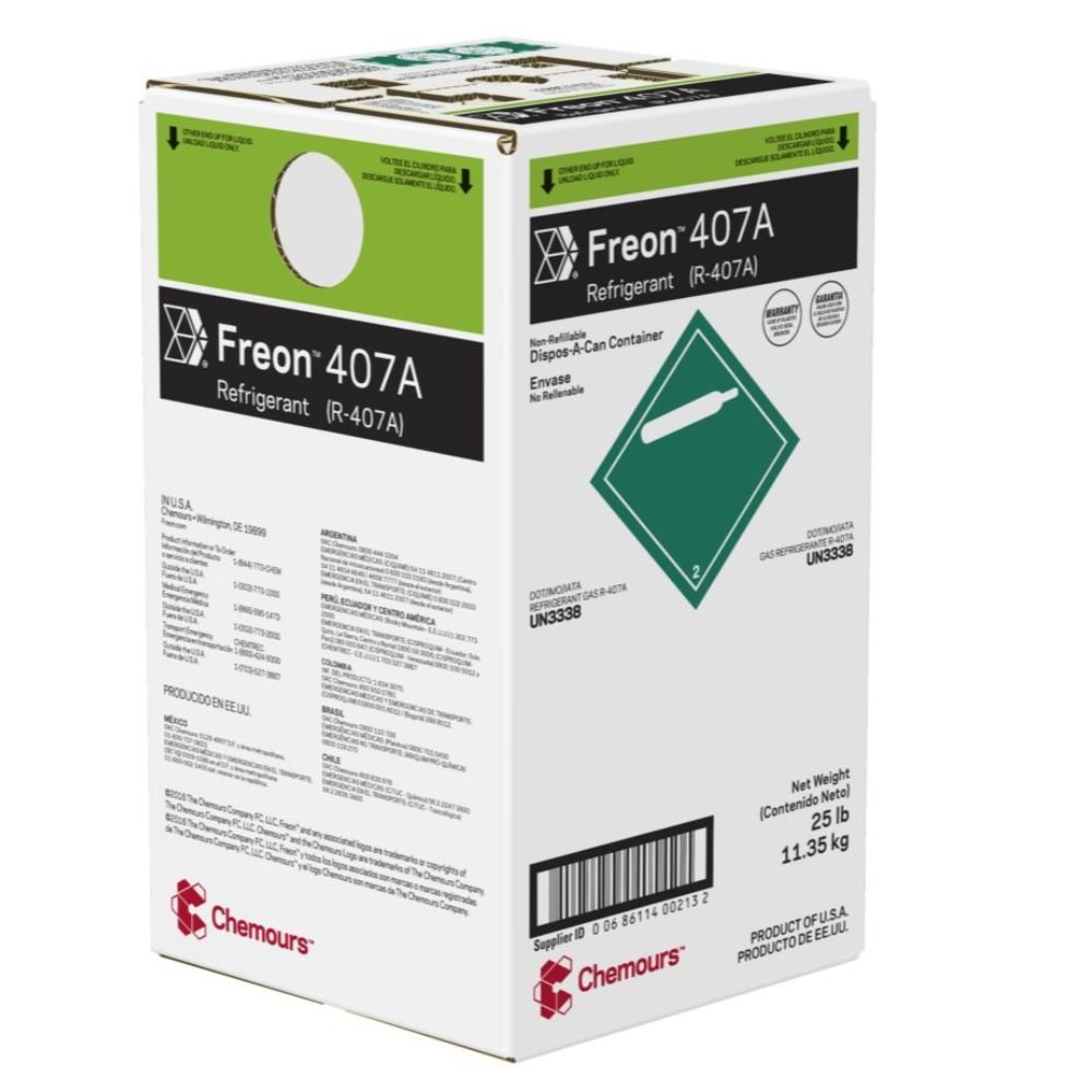 FREON™️ 407A (R-407A) 25-LB. DISPOSABLE PACKAGE REFRIGERANT [HFC] - A&R Supply - Air Conditioning & Refrigeration Wholesaler - CHEMOURS