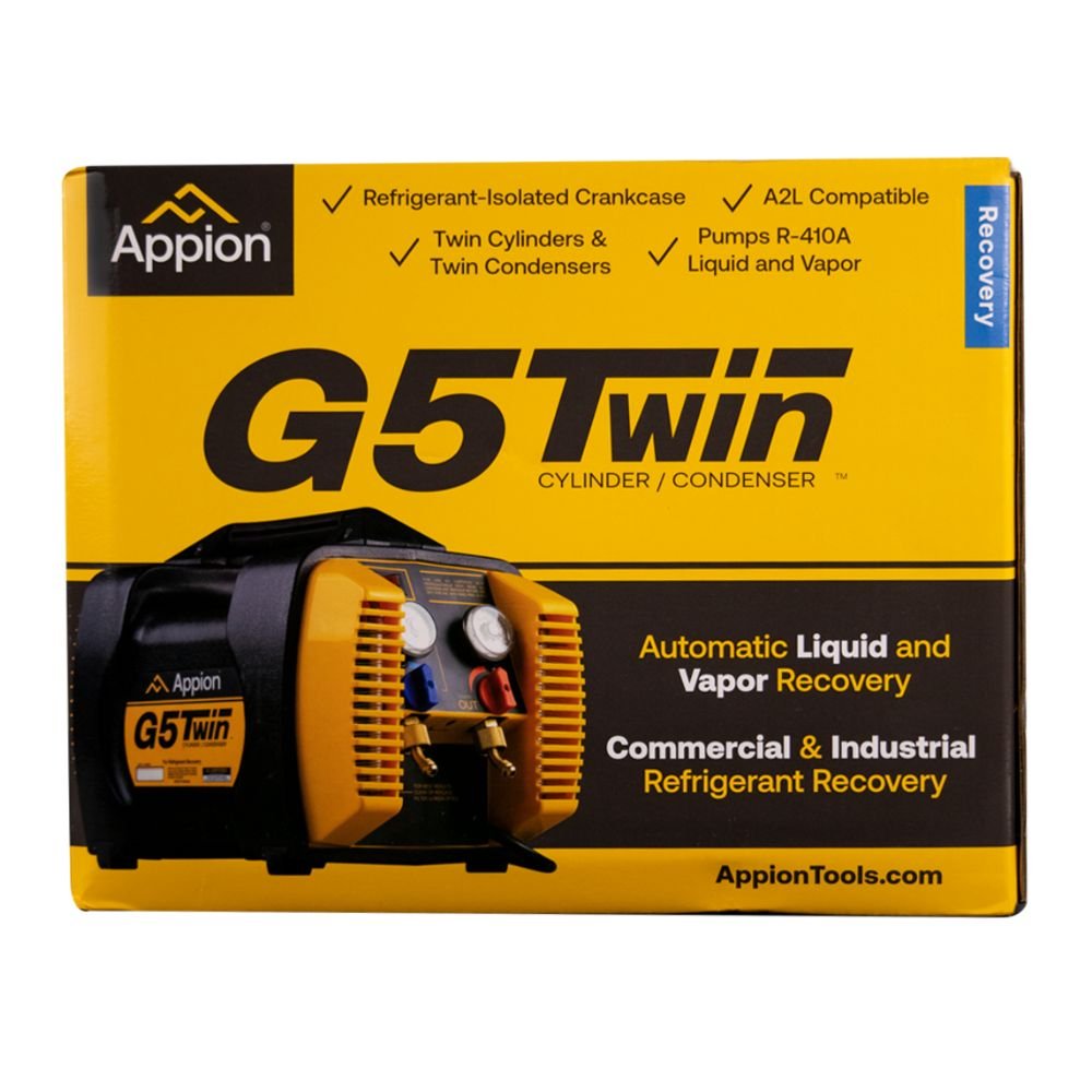 G5TWIN - REFRIGERANT RECOVERY MACHINE WITH AUTOMATIC LIQUID AND VAPOR RECOVERY - A2L COMPATIBLE - A&R Supply - Air Conditioning & Refrigeration Wholesaler - APPION