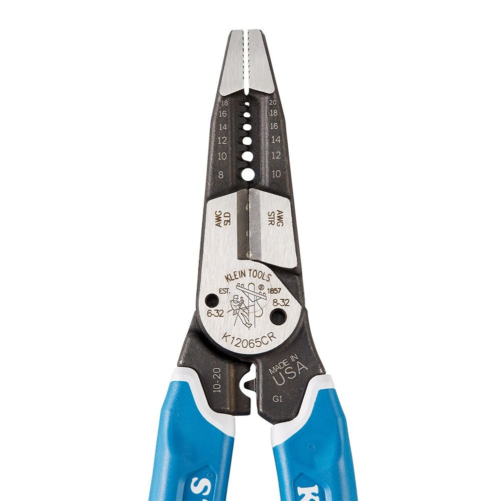 KLEIN-KURVE® HEAVY-DUTY WIRE STRIPPER / CUTTER / CRIMPER MULTI TOOL - 8-20 AWG - A&R Supply - Air Conditioning & Refrigeration Wholesaler - KLEIN TOOLS