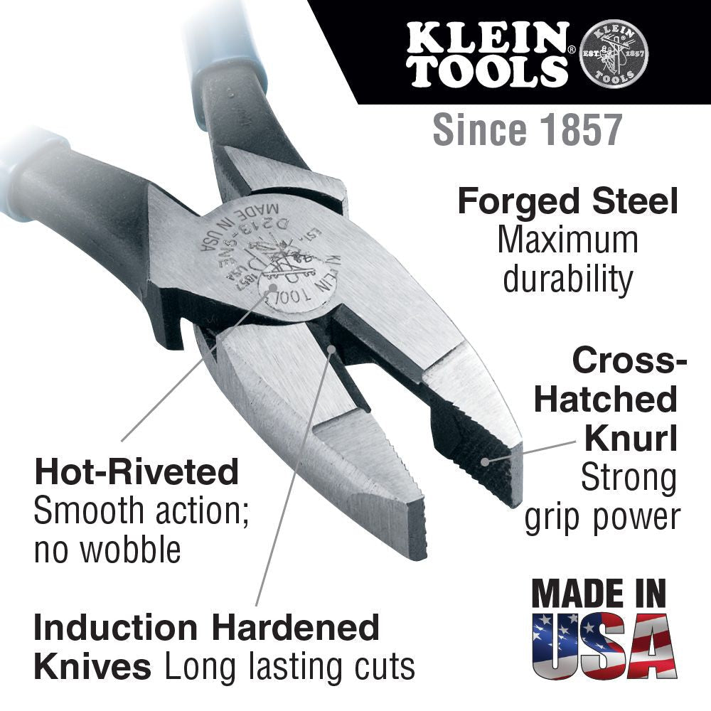 LINEMAN'S PLIERS - NEW ENGLAND NOSE - 9-INCH - A&R Supply - Air Conditioning & Refrigeration Wholesaler - KLEIN TOOLS