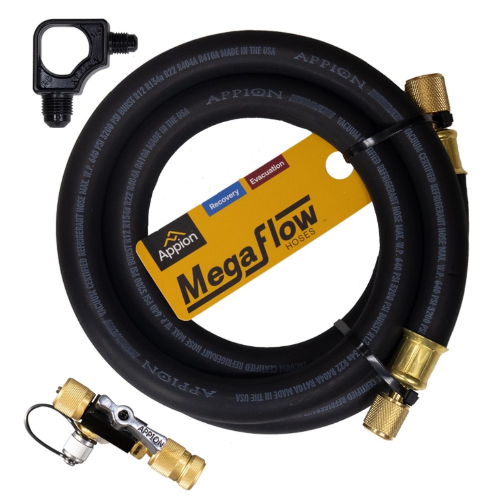 MEGAFLOW BASICS 1/2" HOSE EVACUATION KIT WITH 1/4" VALVE CORE TOOL - A&R Supply - Air Conditioning & Refrigeration Wholesaler - APPION