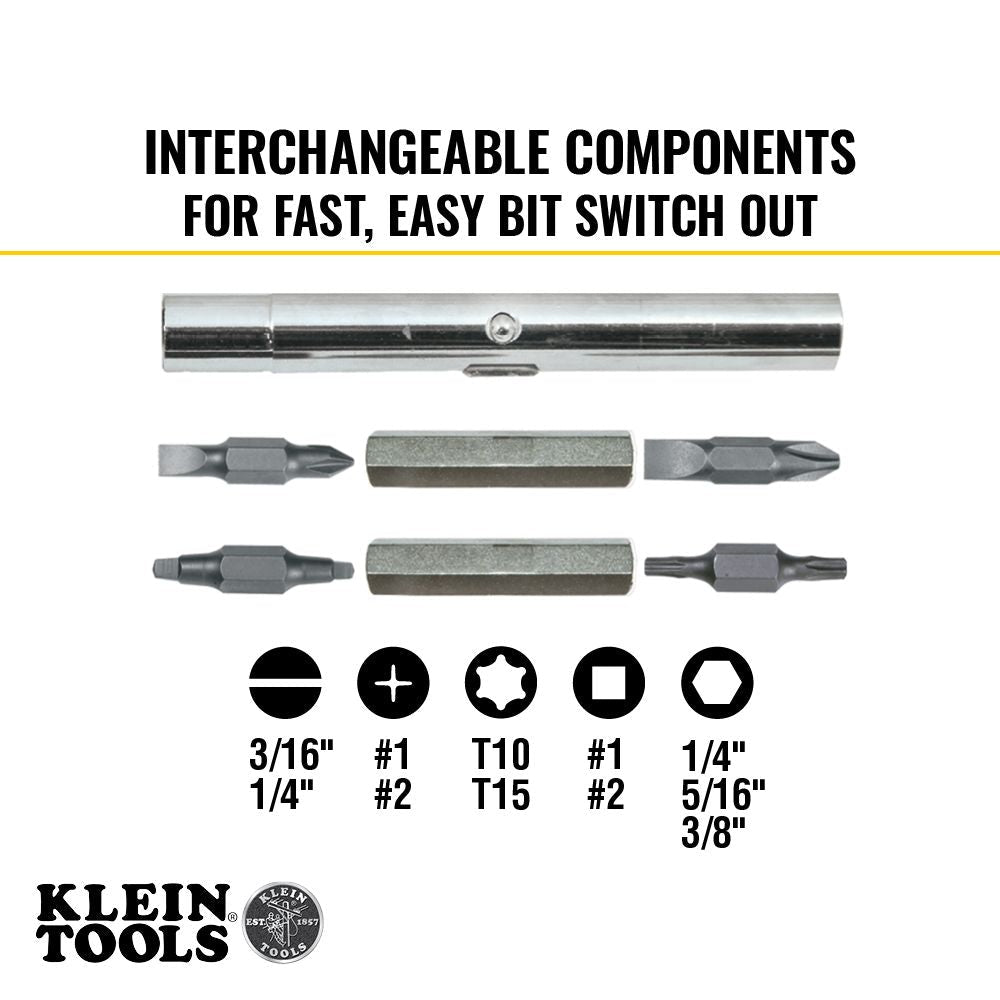 MULTI-BIT SCREWDRIVER / NUT DRIVER, 11-IN-1, PH, SL, SQ, TORX® BITS - A&R Supply - Air Conditioning & Refrigeration Wholesaler - KLEIN TOOLS