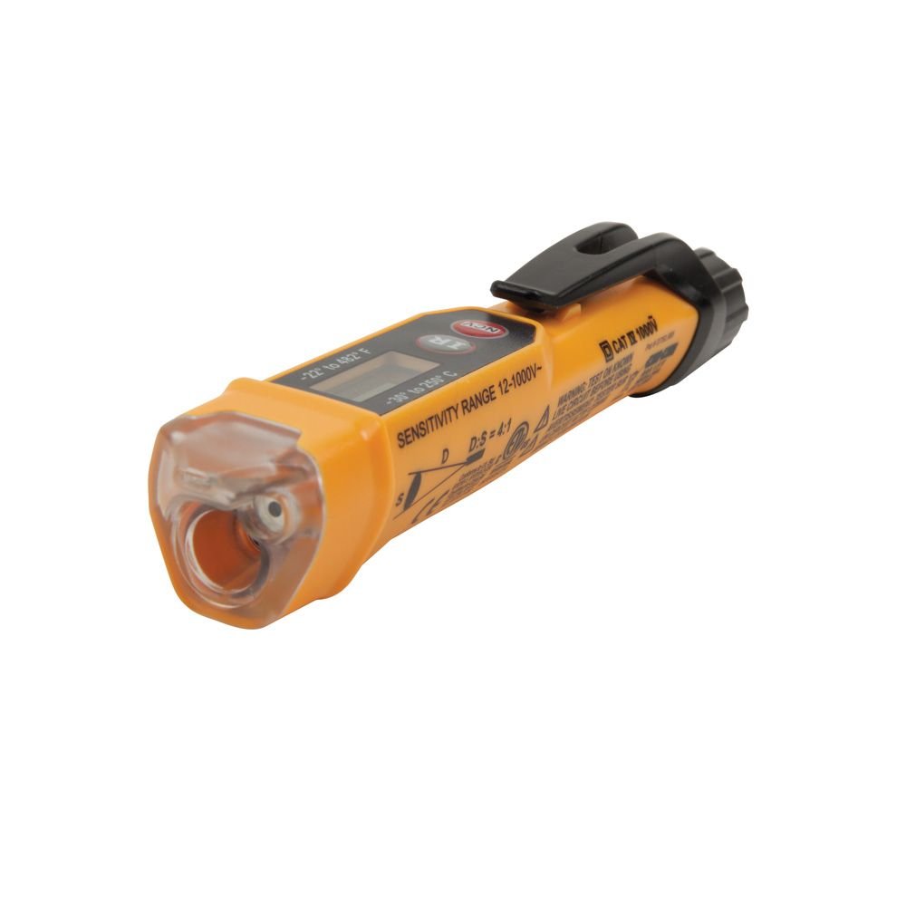 NON-CONTACT VOLTAGE TESTER PEN - 12-1000AC V WITH INFRARED THERMOMETER - A&R Supply - Air Conditioning & Refrigeration Wholesaler - KLEIN TOOLS