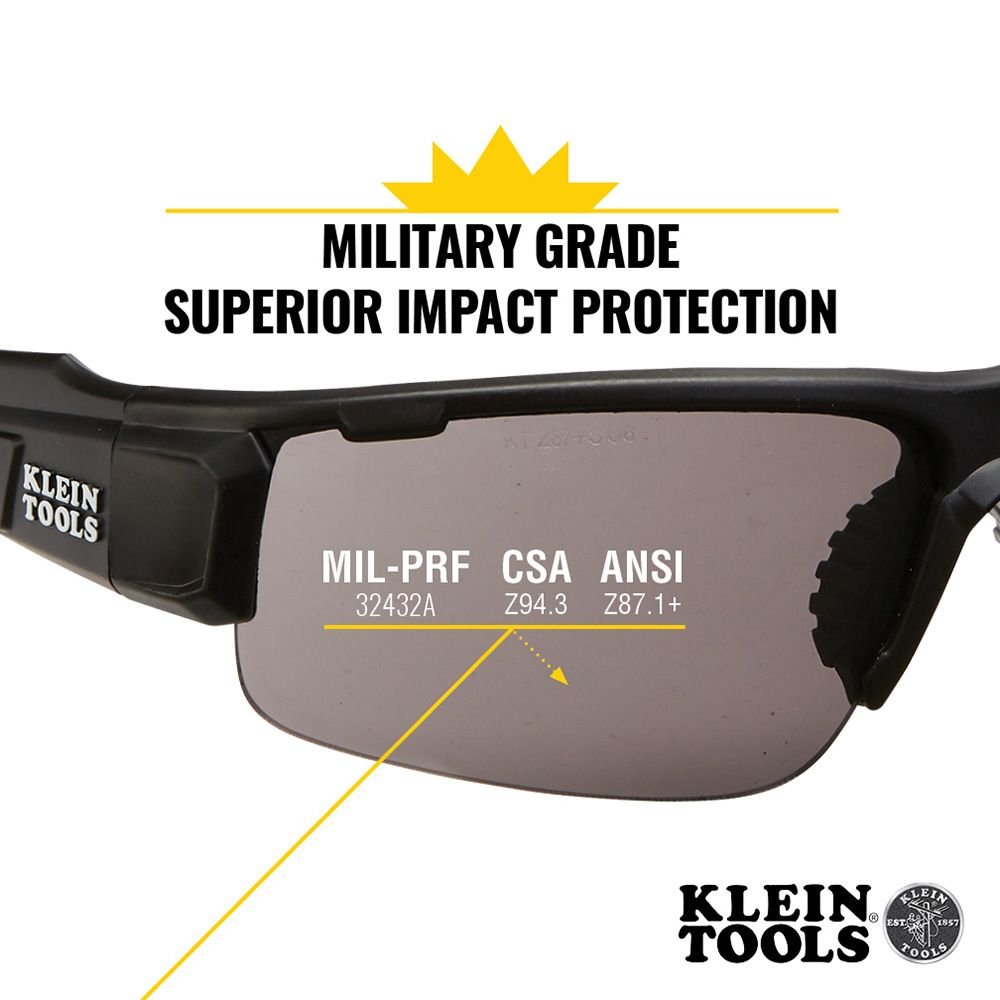 PROFESSIONAL SAFETY GLASSES - GRAY LENS - A&R Supply - Air Conditioning & Refrigeration Wholesaler - KLEIN TOOLS
