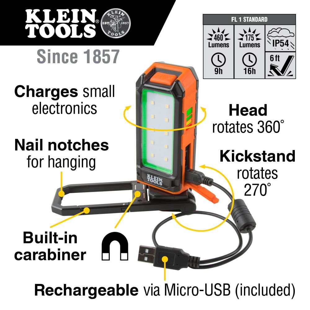 RECHARGEABLE PERSONAL WORK LIGHT - A&R Supply - Air Conditioning & Refrigeration Wholesaler - KLEIN TOOLS