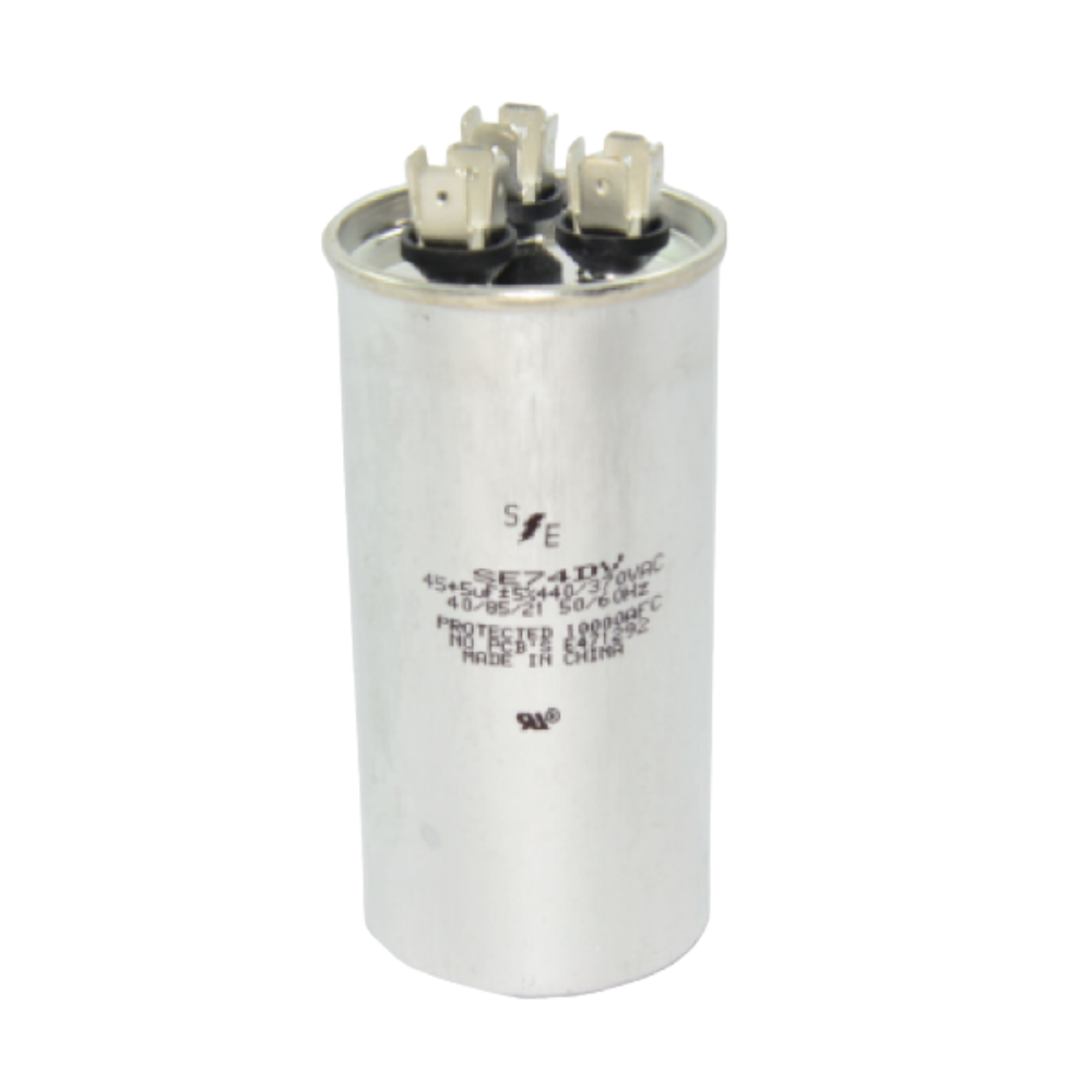 60+7.5  ΜF MFD. 370V/440V DUAL ROUND CAPACITOR