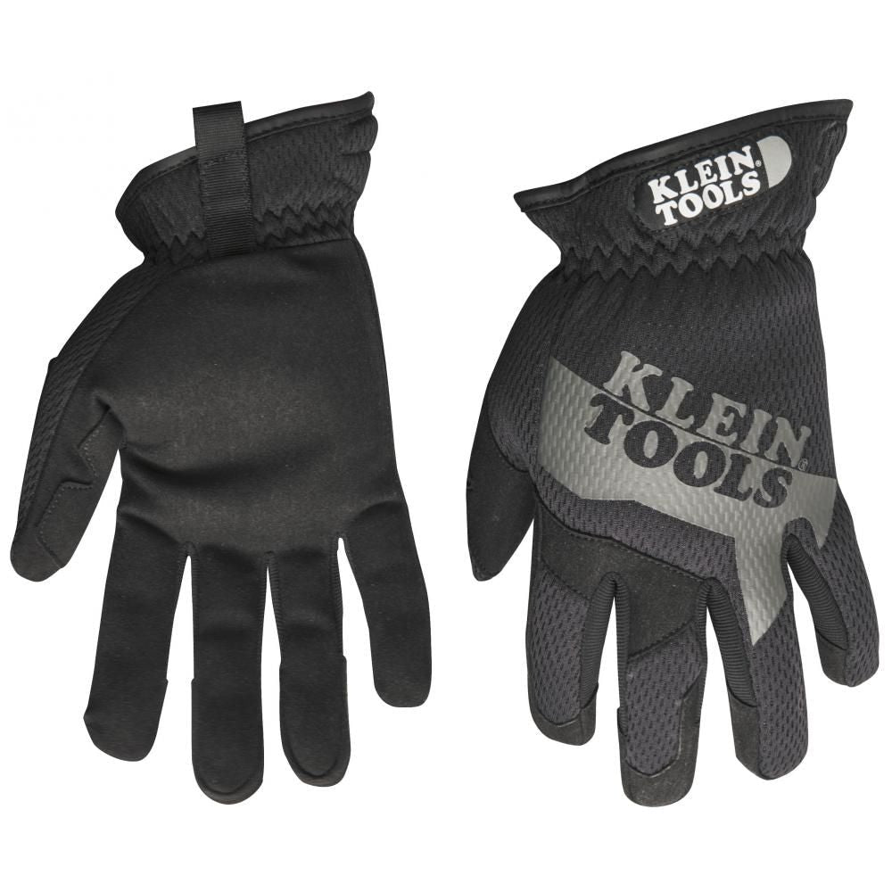 UTILITY GLOVES - MECHANICS GLOVES, LARGE BLACK/GRAY - REINFORCED - TREK DRY TOP WITH SPONGE FOAM - A&R Supply - Air Conditioning & Refrigeration Wholesaler - KLEIN TOOLS