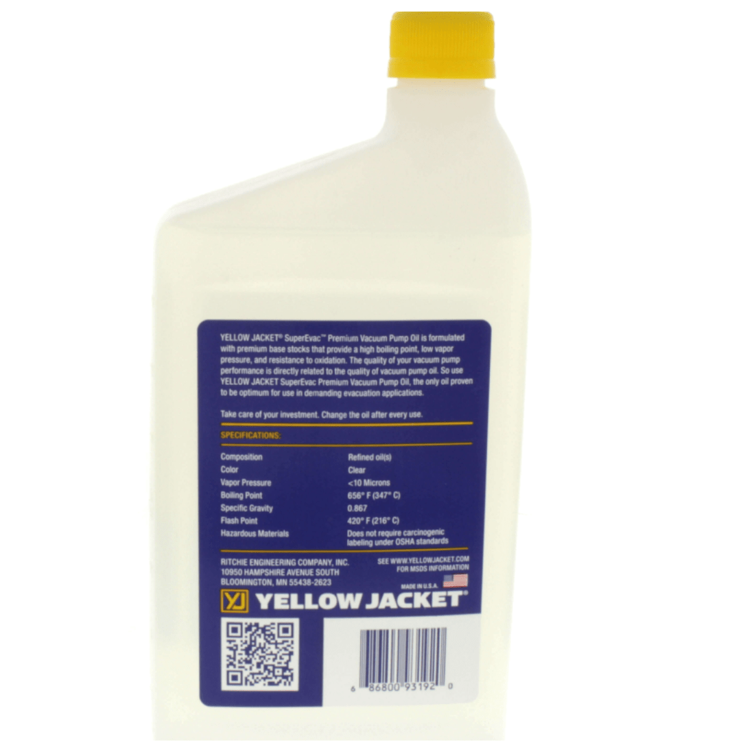 VACUUM PUMP OIL - 1 QUART - A&R Supply - Air Conditioning & Refrigeration Wholesaler - YELLOW JACKET