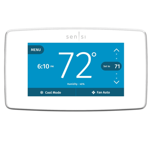 WHITE SENSI TOUCHSCREEN WI-FI SMART PROGRAMMABLE THERMOSTAT FOR SMART HOME - A&R Supply - Air Conditioning & Refrigeration Wholesaler - EMERSON