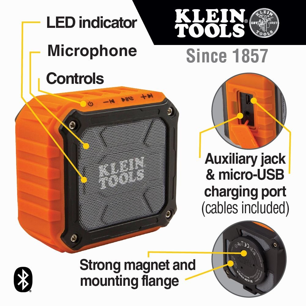 WIRELESS MAGNETIC JOBSITE SPEAKER - A&R Supply - Air Conditioning & Refrigeration Wholesaler - KLEIN TOOLS